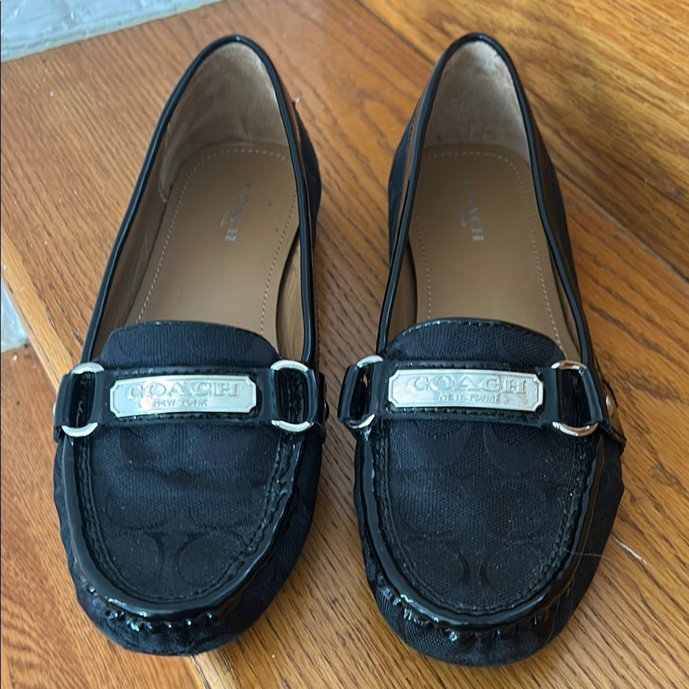 Coach Black Classic Loafers with Silver Accent